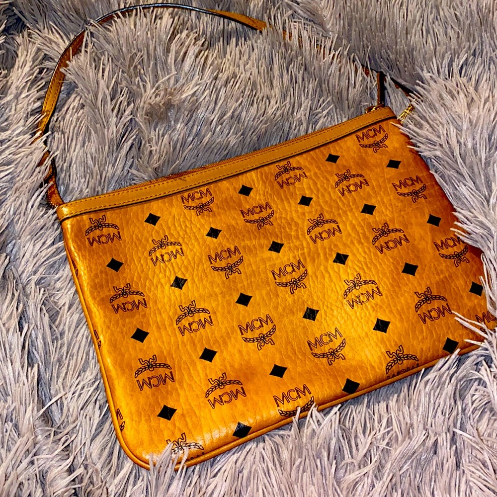 Brown MCM Mini pouch bag